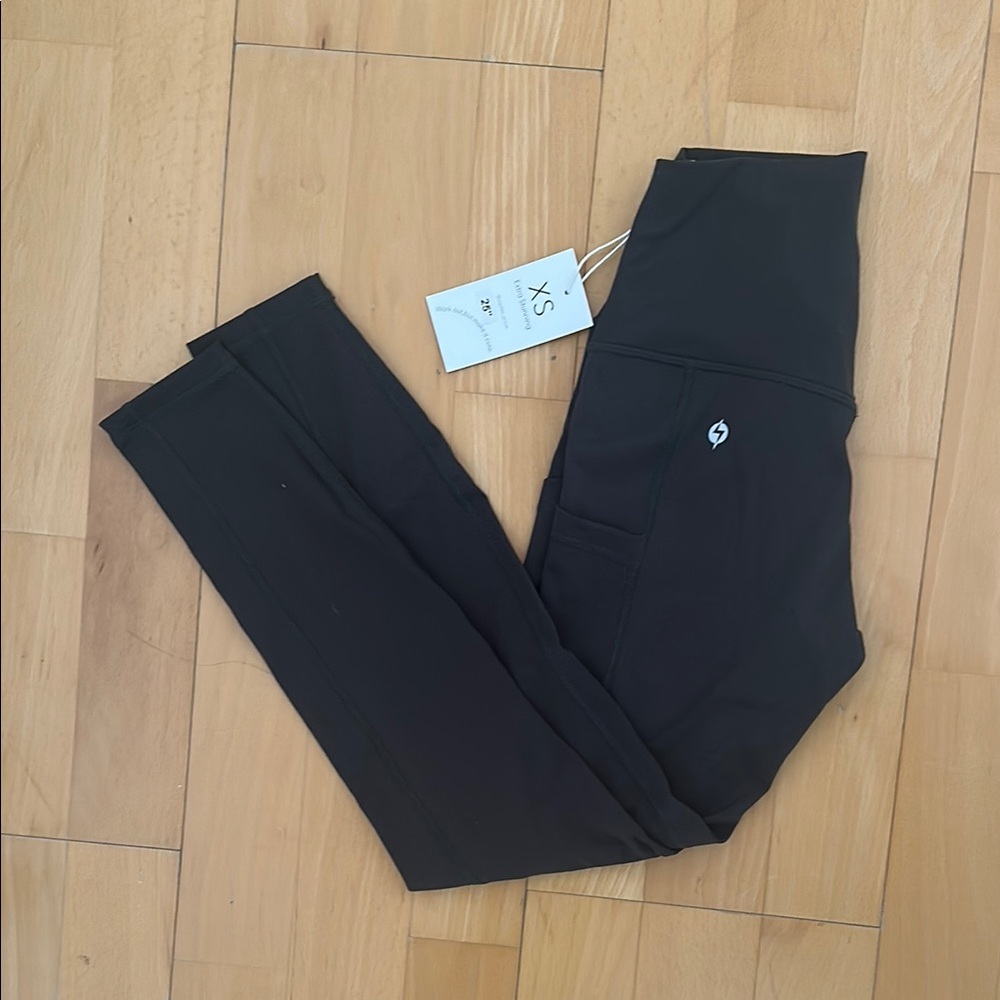 POPFLEX Black and Green Leggings Smooth Full-Length Bottoms